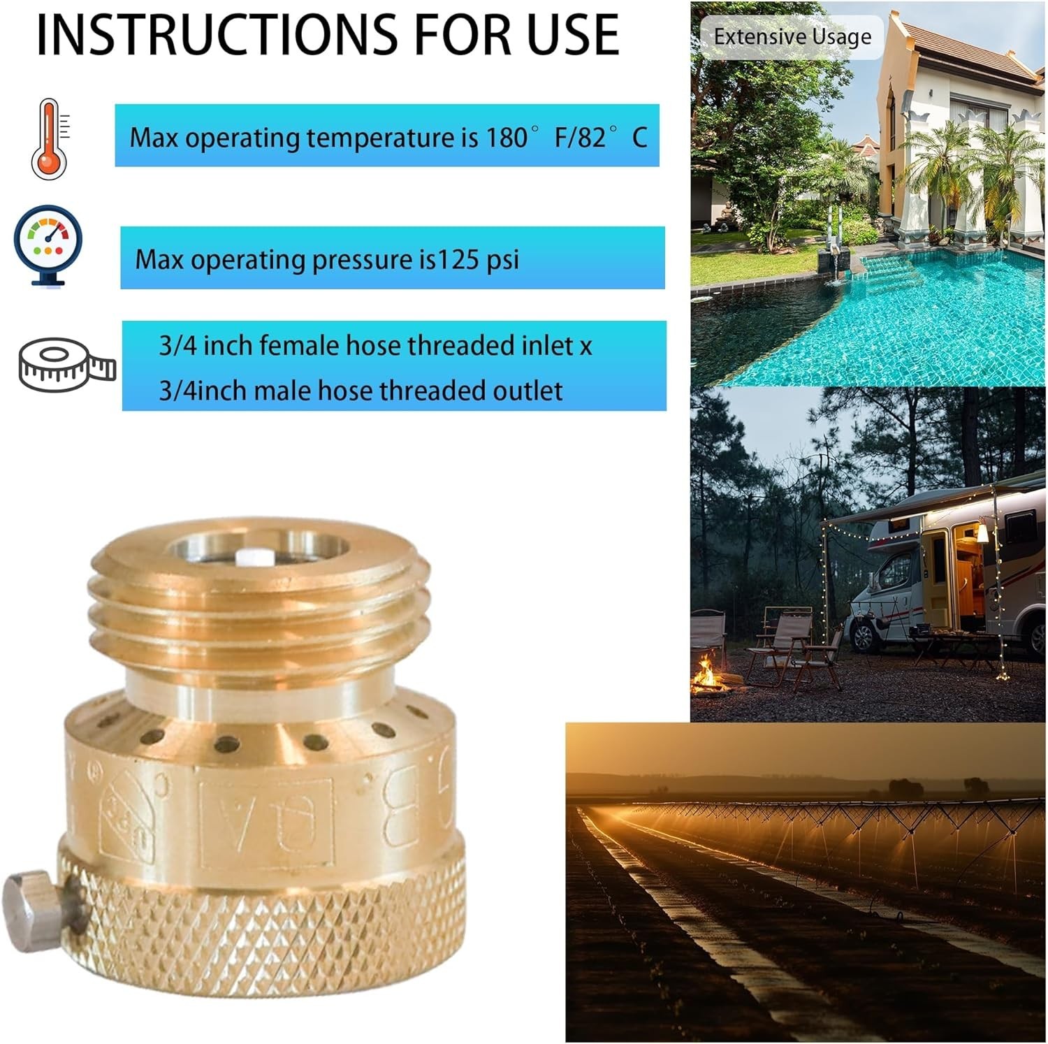 2 Pack Faucet Vacuum Breaker, 3/4 Inch Solid Brass Hose Bib Backflow Preventer
