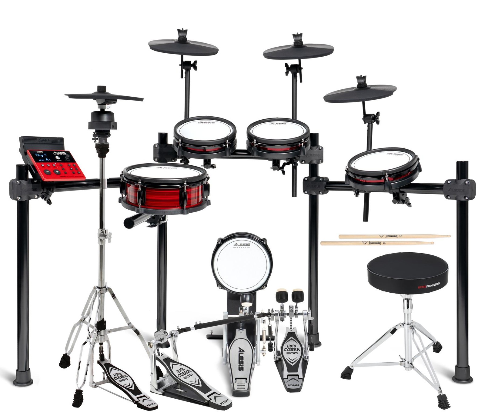 Alesis Nitro Ultimate Electronic Drum Set - Double Bass Drum Pedal Bundle