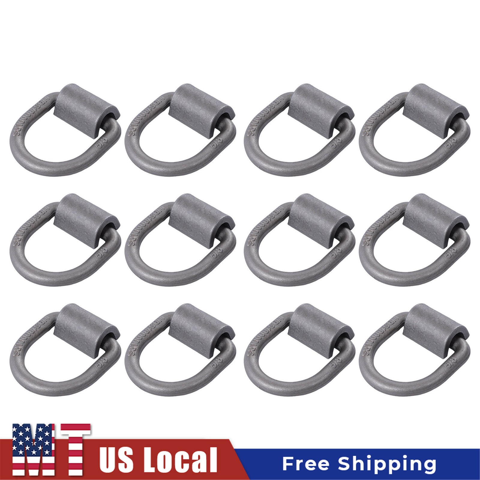 12 Pcs Heavy Duty 18900lbs Weld On Forged D Ring 5/8" D-Ring with Welding Clips
