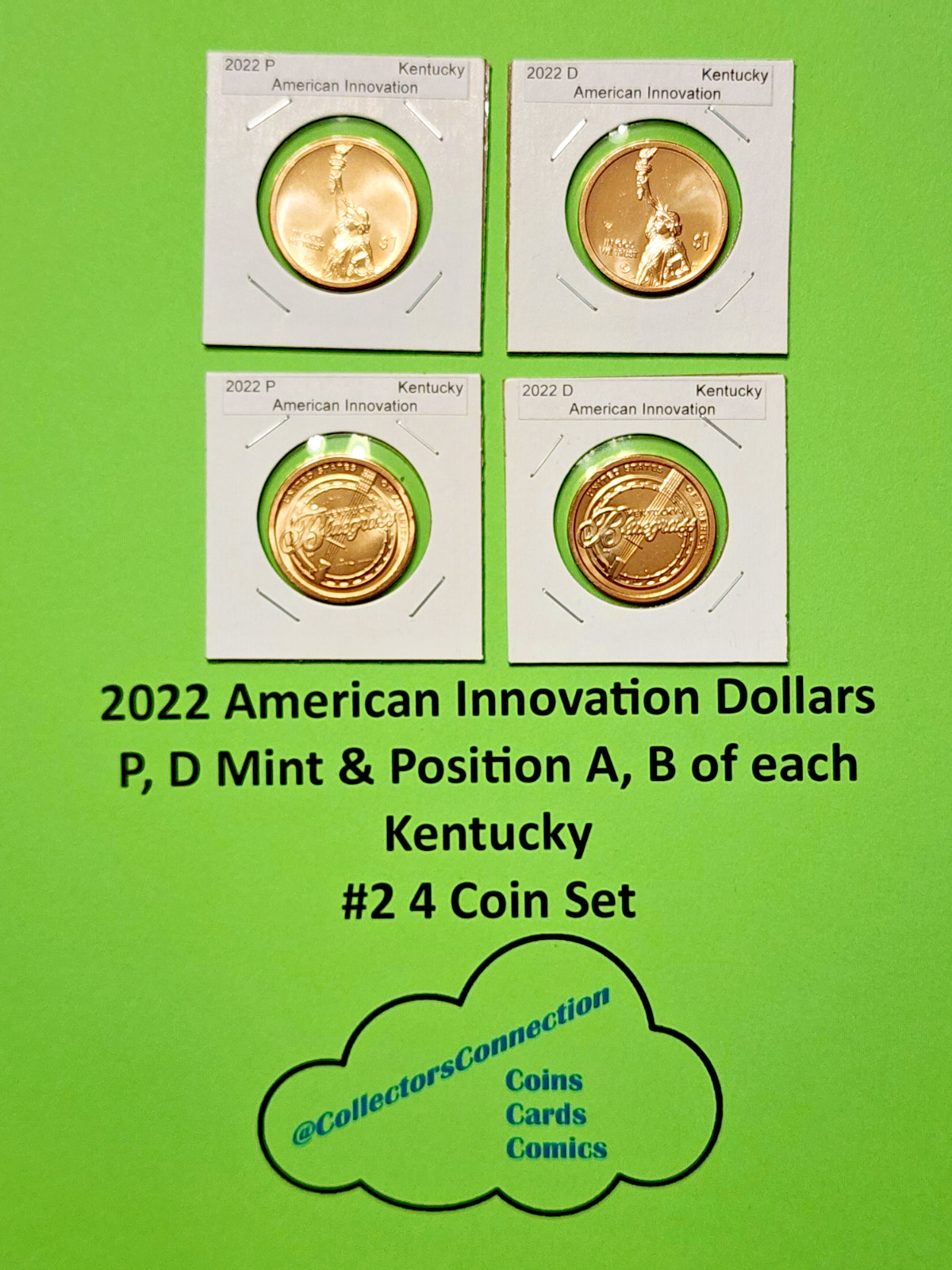 #2 2022 American Innovation Dollar P D, Pos A&B Kentucky 4 Coins On Hand