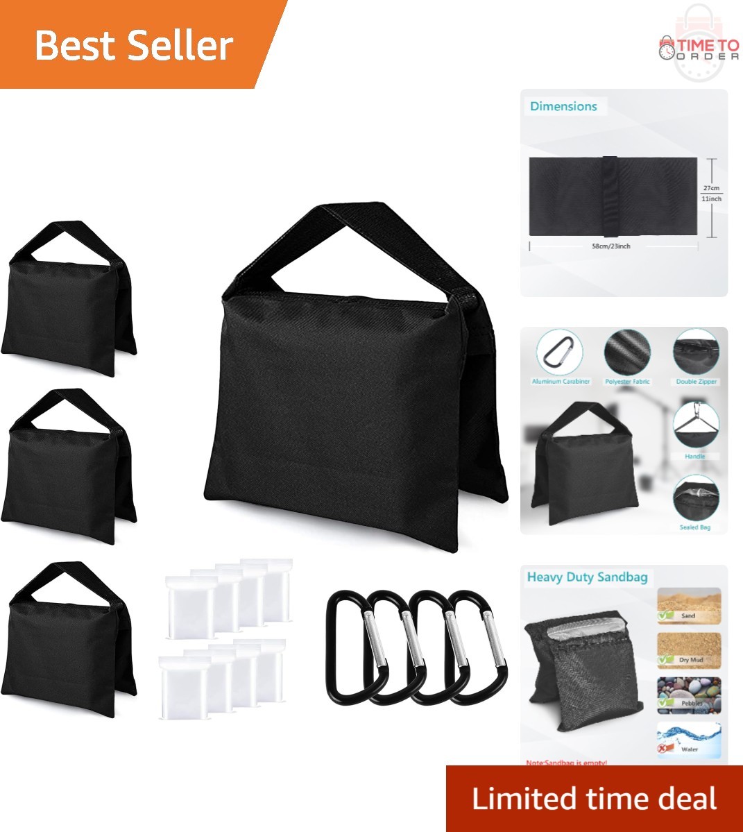 Photography Sandbag Heavy Duty Weight Bags for Tripods Stands Camping 4 Pack