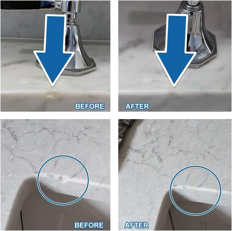 Quartz Countertop Repair Kit(White), Quick-Drying, Permanent Fix for Edge Chips,