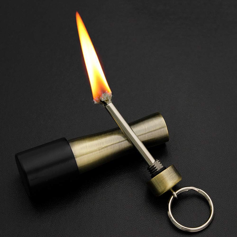 Matchstick Fire Starter, Permanent Flint Match Kerosene Refillable Keychain L...
