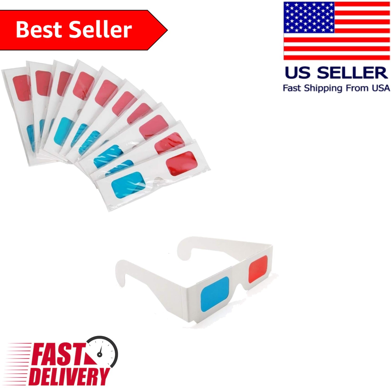 Comfortable and Lightweight 10-Pair Anaglyph 3D Glasses for Home Entertainment