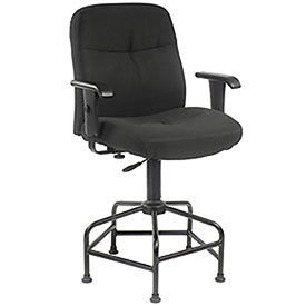 Big  Tall Stool With Adjustable T-Arms Fabric Black