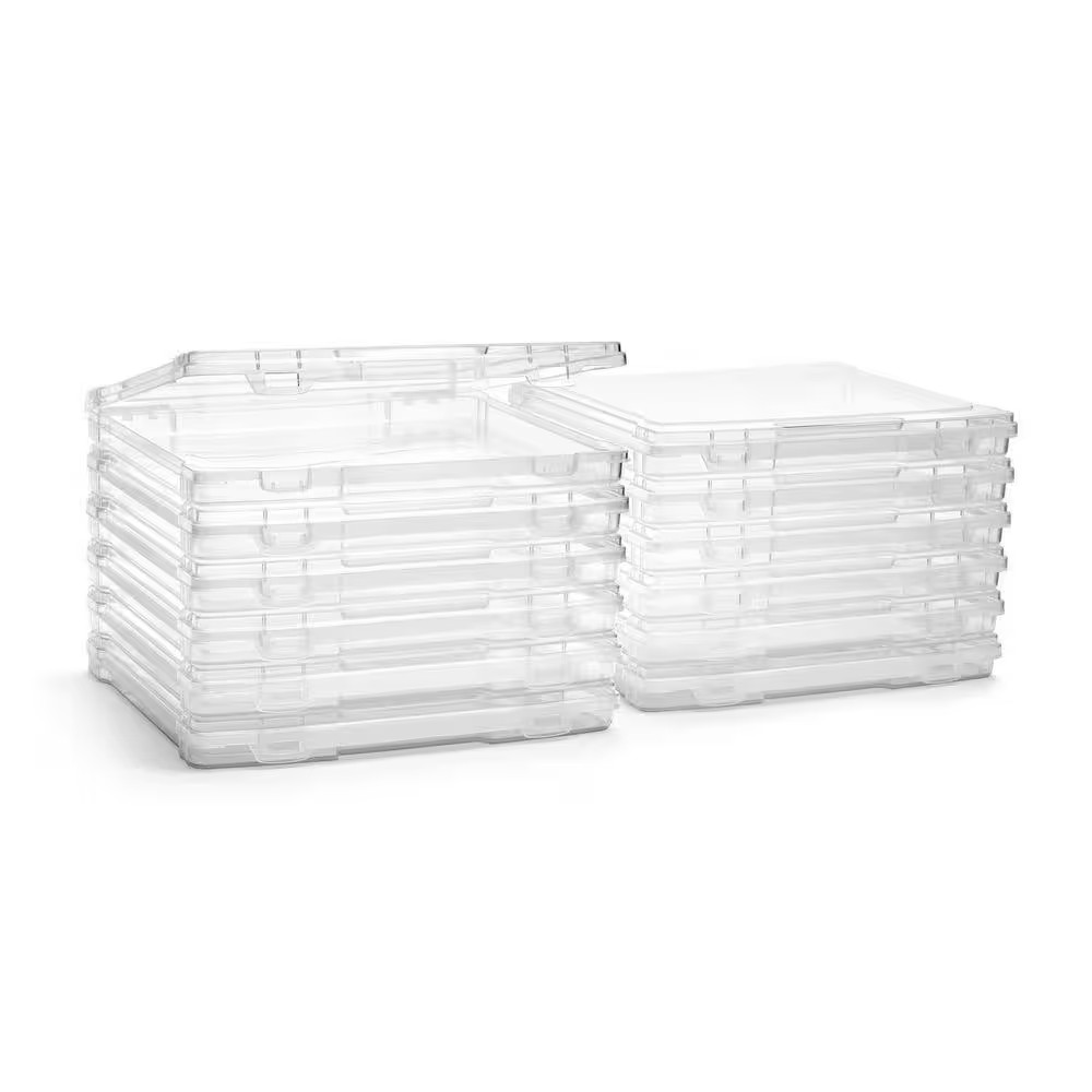 Stackable Snap-Tight Storage Containers Clear 12.2 In. W X 1.6 In. H Plastic Des