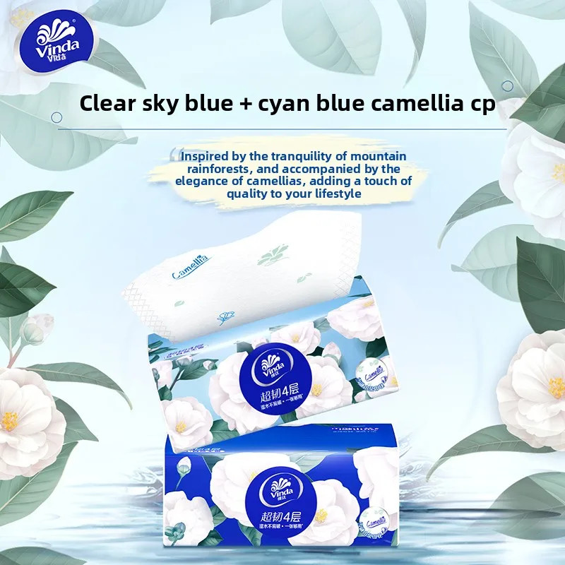 Camellia 4 Ply Facial Tissue 90 Sheets Fragrant Printed Toilet Paper Pack