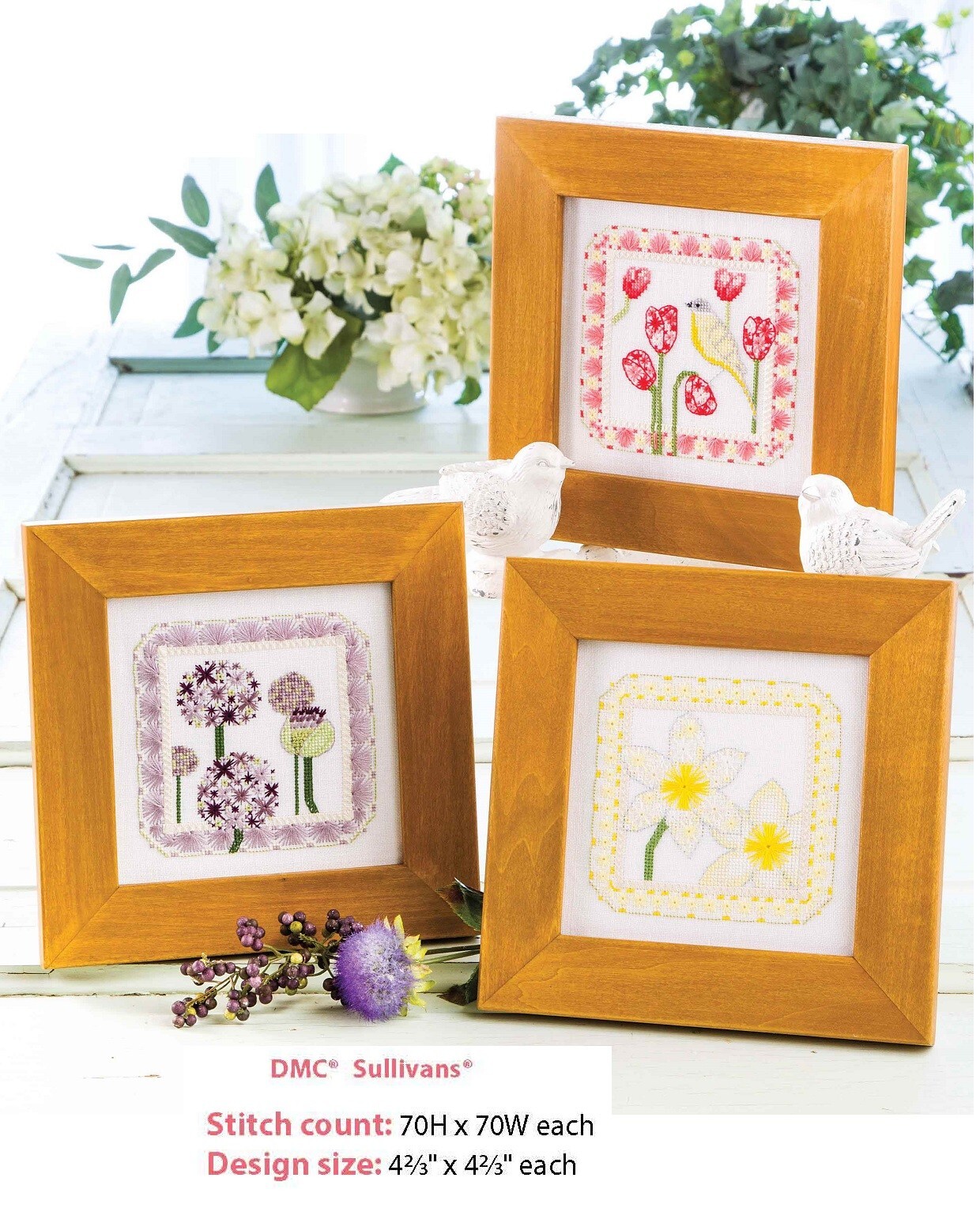 FLORAL TRIO   CROSS STITCH PATTERN ONLY   YD   WEW