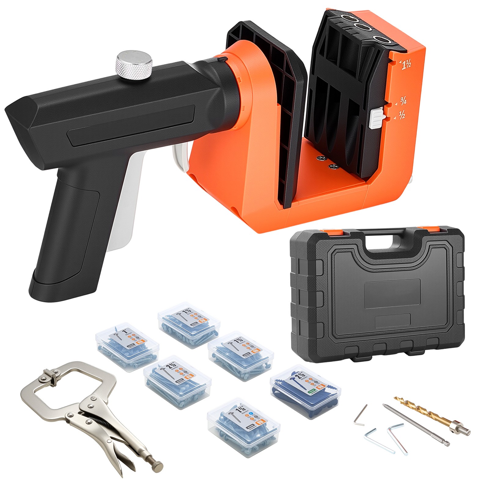 Uimoso Pocket Hole Jig Kit with Adjustable 360° Rotating Handle System
