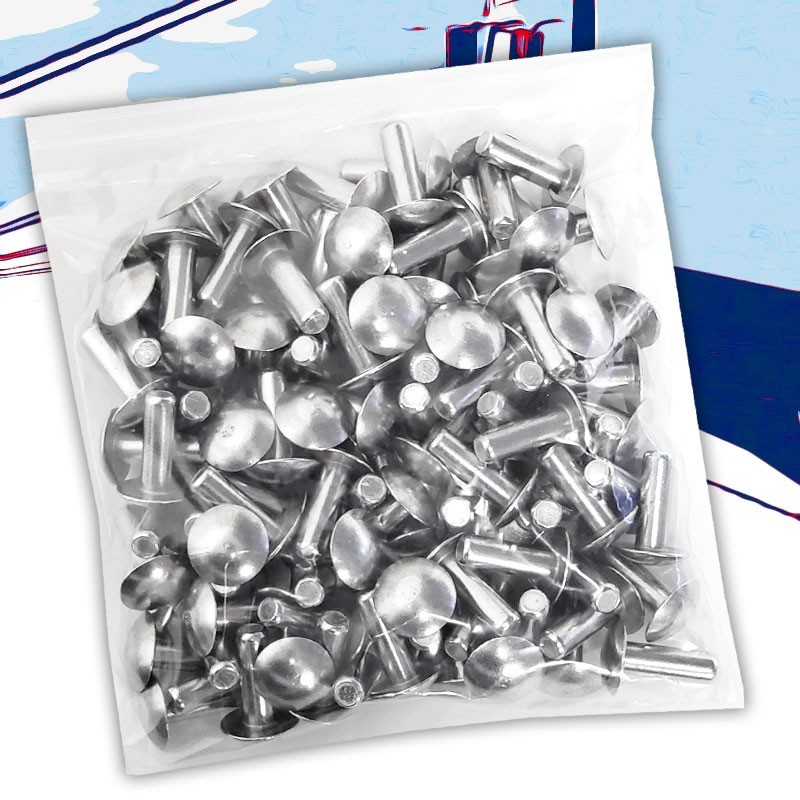 100x L/19mm 1/4" Dia Alu Brazier Head Solid Rivet Fastener Soft Trailer Repair