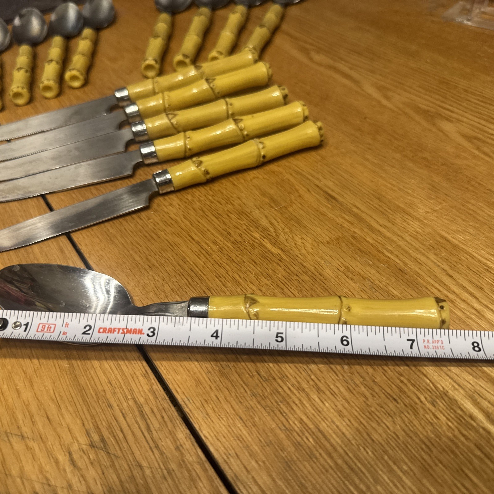 26 PC Salad Forks Spoons Knives Gibson Faux Bamboo Stainless Steel