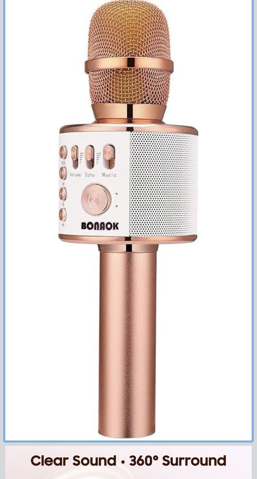 NEW Wireless Bluetooth Karaoke Microphone for All Smartphones Rose Gold