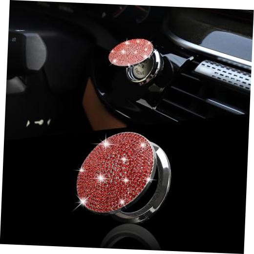Bling Car Engine Start Button Cover Diamond Crystal Push Start Ring Red