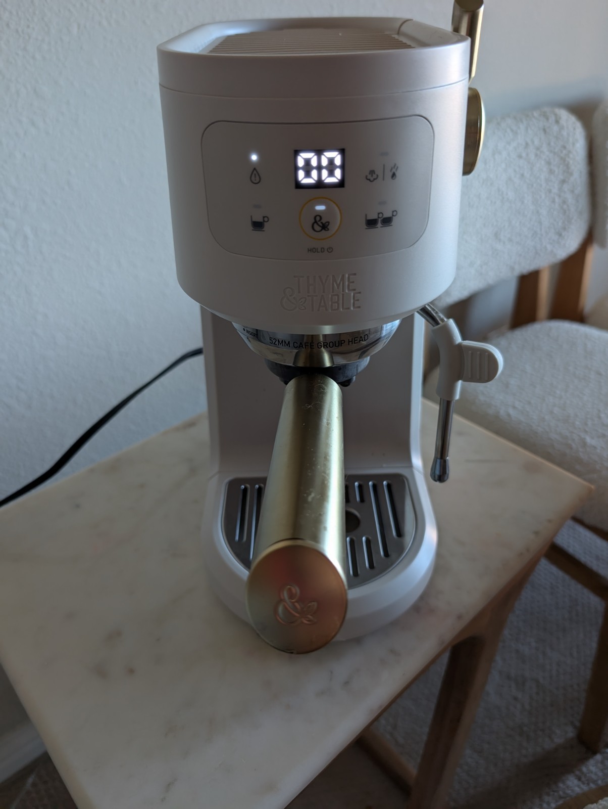 Thyme & Table White Espresso Machine Digital Display Steam Wand Cappuccino
