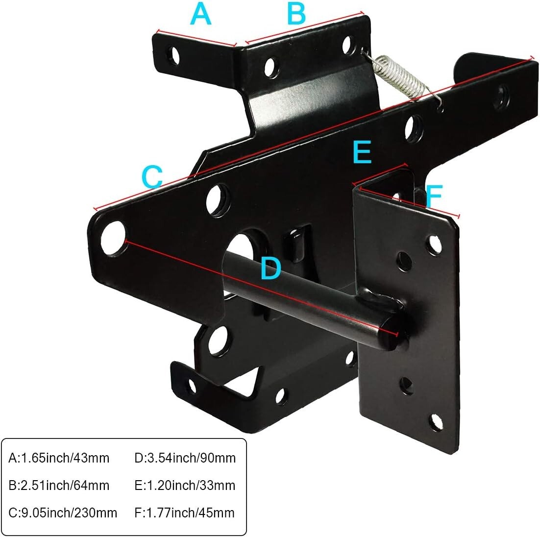 Self-Locking Gate Latch Heavy Duty Steel Post Mount Automatic Lock Fence Hard...