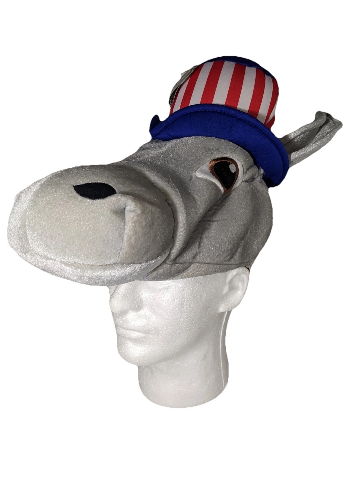 NEW-Costumes USA Donkey Head Democrat 4th of July Jackass Hat Plush 2024Election