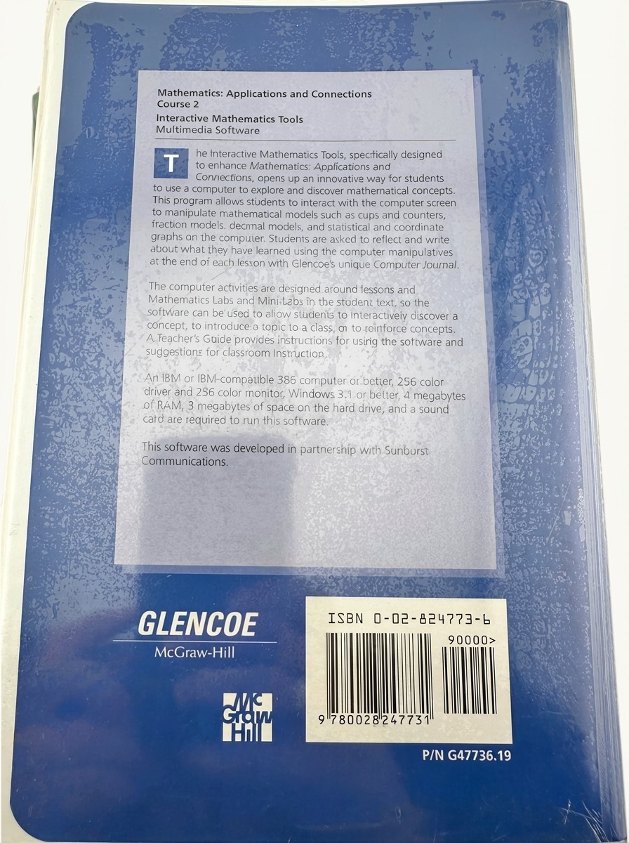 Glencoe Interactive Mathematics Tools Course 1 2 3 Windows Set 3 CD-ROM