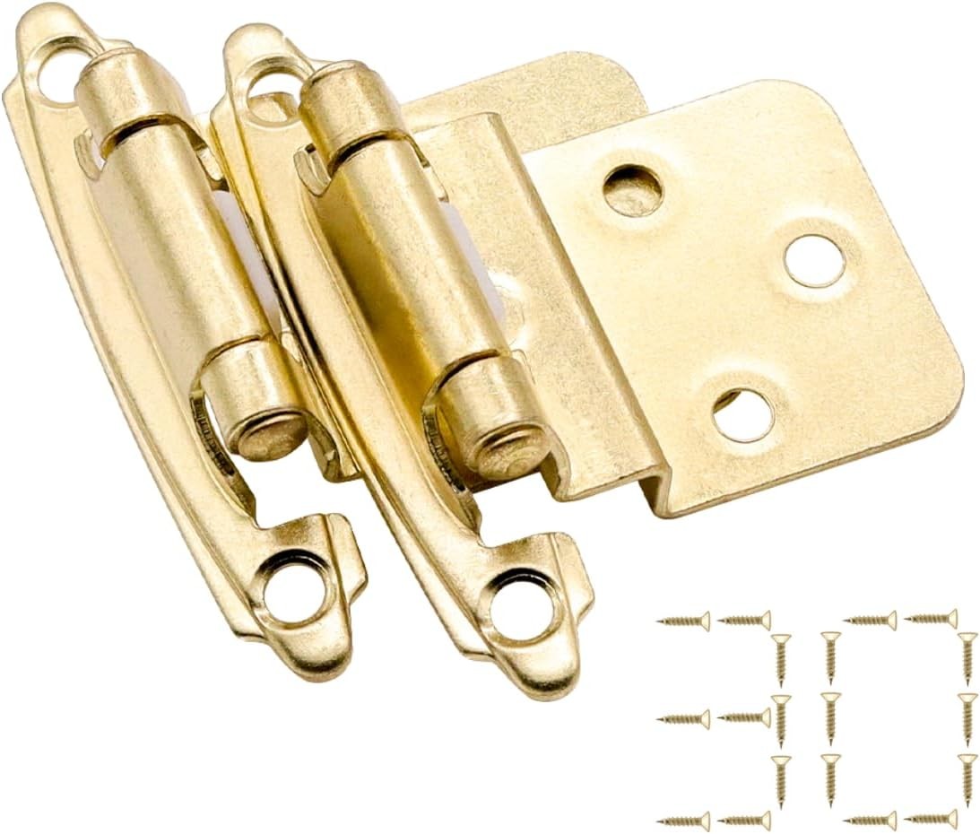 3/8 Inch Inset Cabinet Door Hinges Gold, 15 30 Pack (15 Pairs), Brass Gold