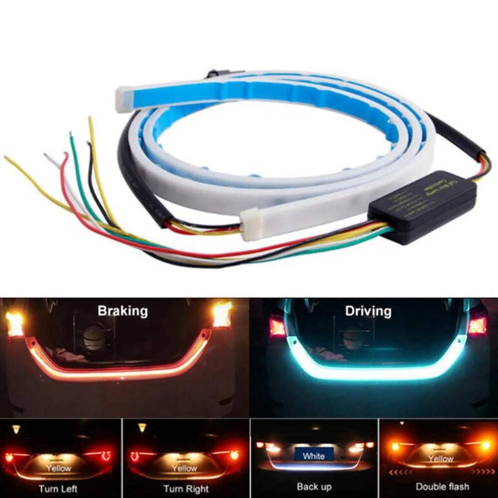 Car Rear Trunk Tail Light 120/150cm Colorful Dynamic Reverse Warning LED Strip 1