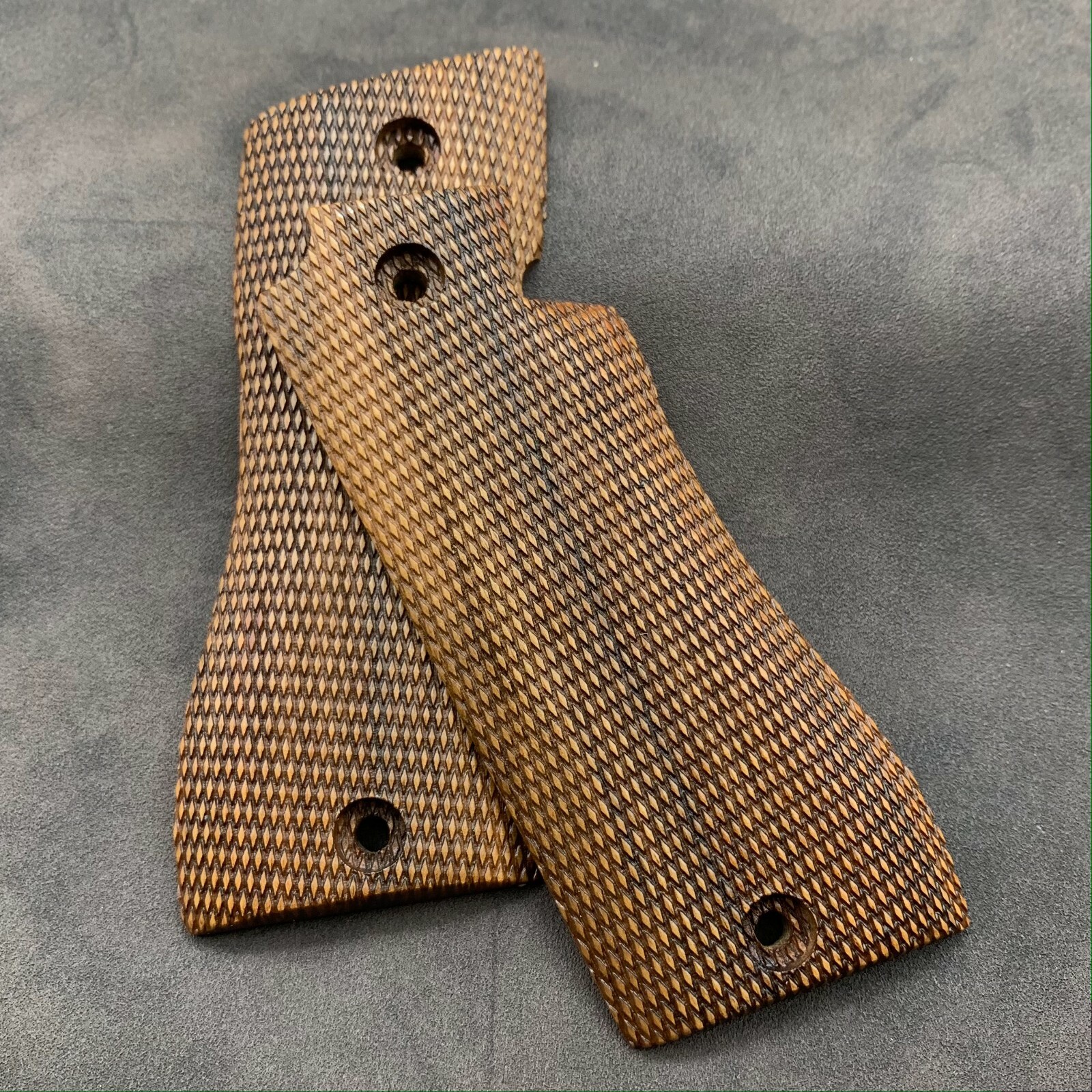 Star Model BM Turkish Walnut Grips Set. Diamond Checkered. Handmade. US Seller