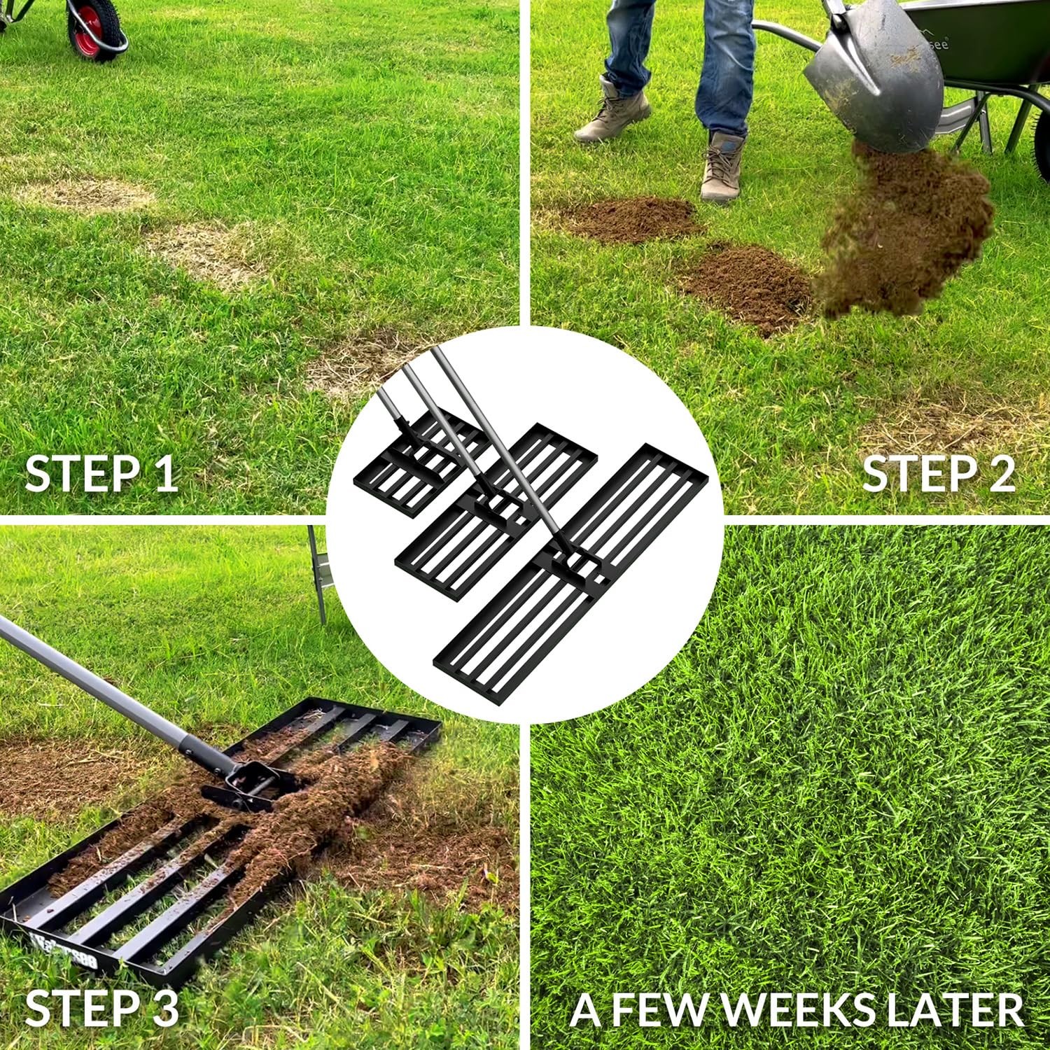 Walensee Lawn Leveling Rake, Levelawn Tool, Heavy Duty Effort Saving Lawn Lev...