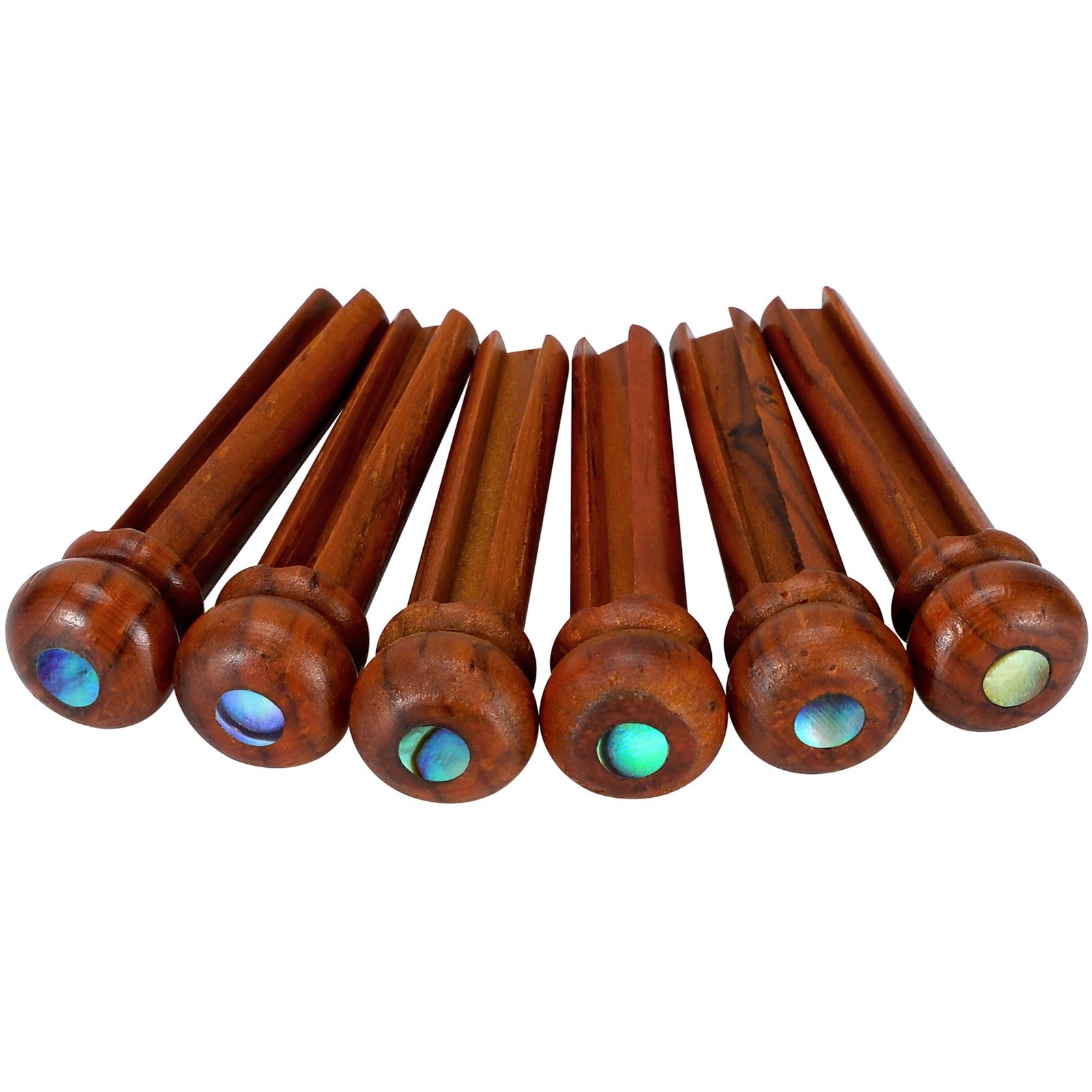 6pcs Rosewood Guitar Bridge Pins Inlaid Abalone Dot Acoustic Guitar Parts (ye...