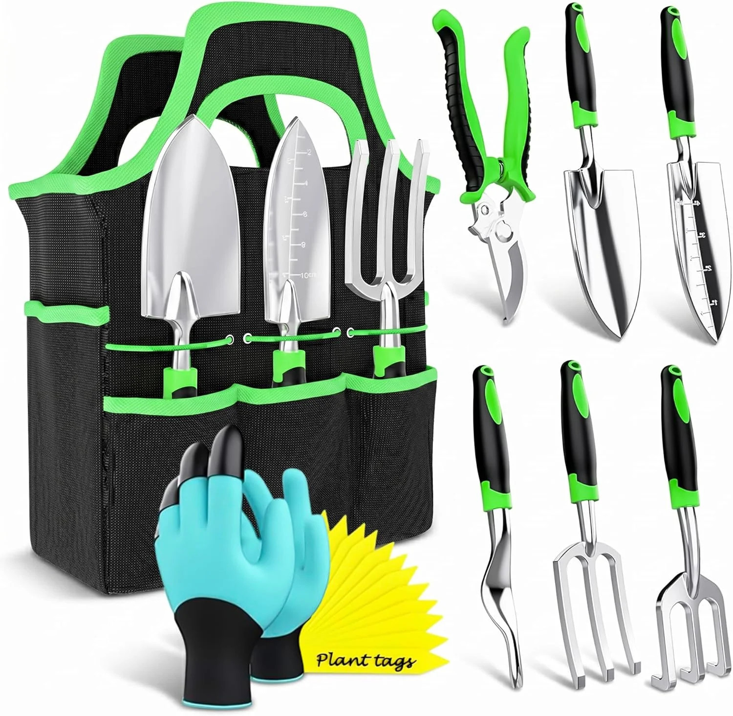 Gardening Tools Set with Bag 8 PCS - Heavy Duty Stainless Steel Garden Hand Tool