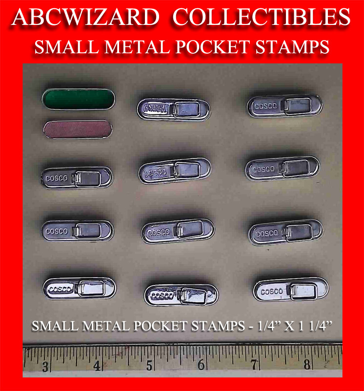 ANTIQUE STAINLESS STEEL 1/4" X 1 1/4" POCKET RUBBER STAMP CASE W/ CUSHION & FELT
