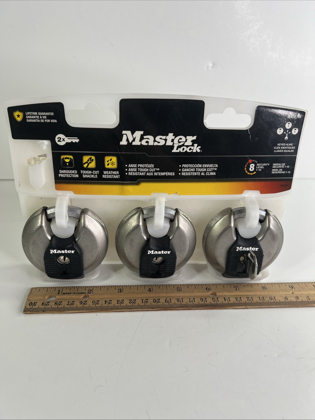 Master Lock Shrouded Padlock 3 Pack New Keyed Alike M40XTRI (one Key)