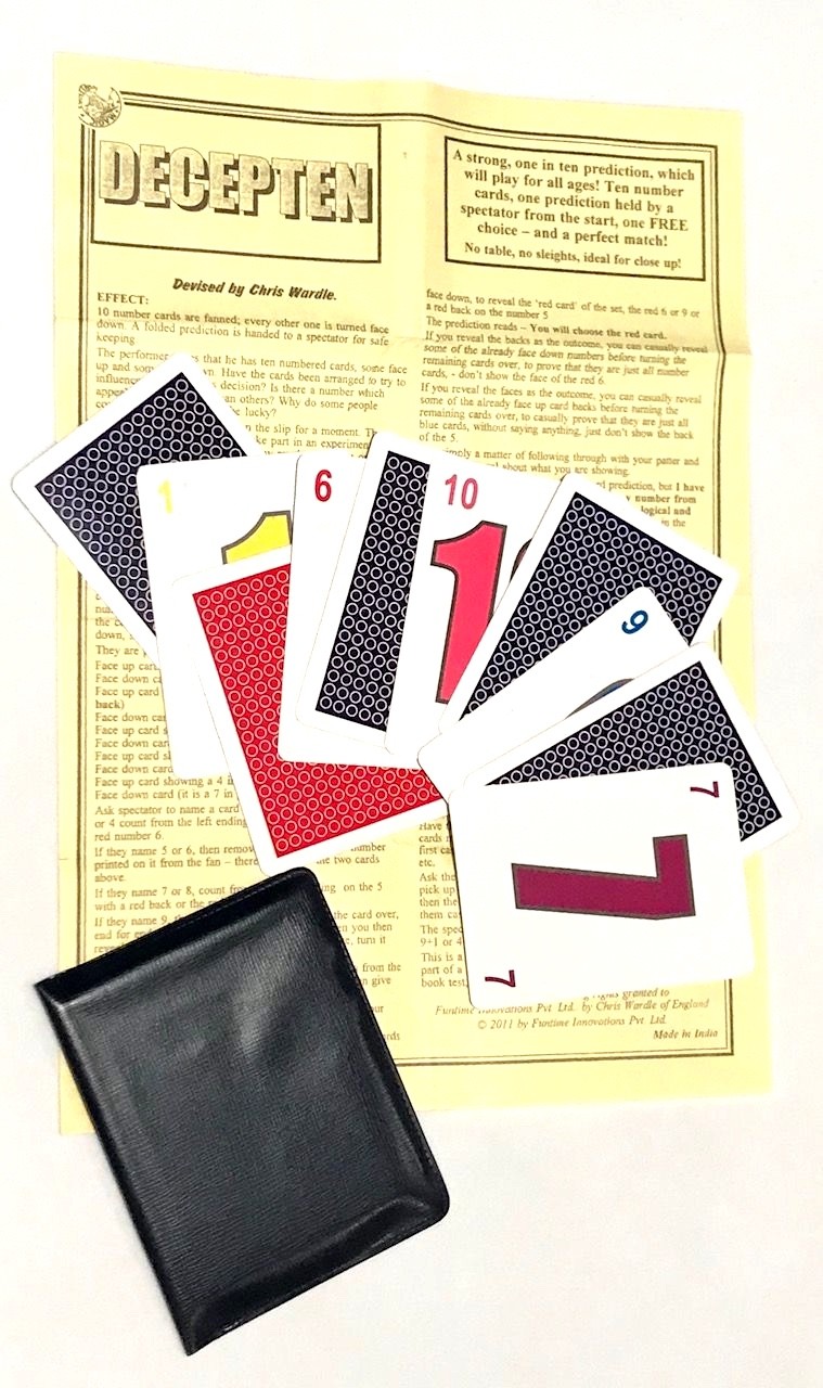 DECEPTEN NUMBER CARDS Mental Magic Trick Prediction Set Deception Packet Flash