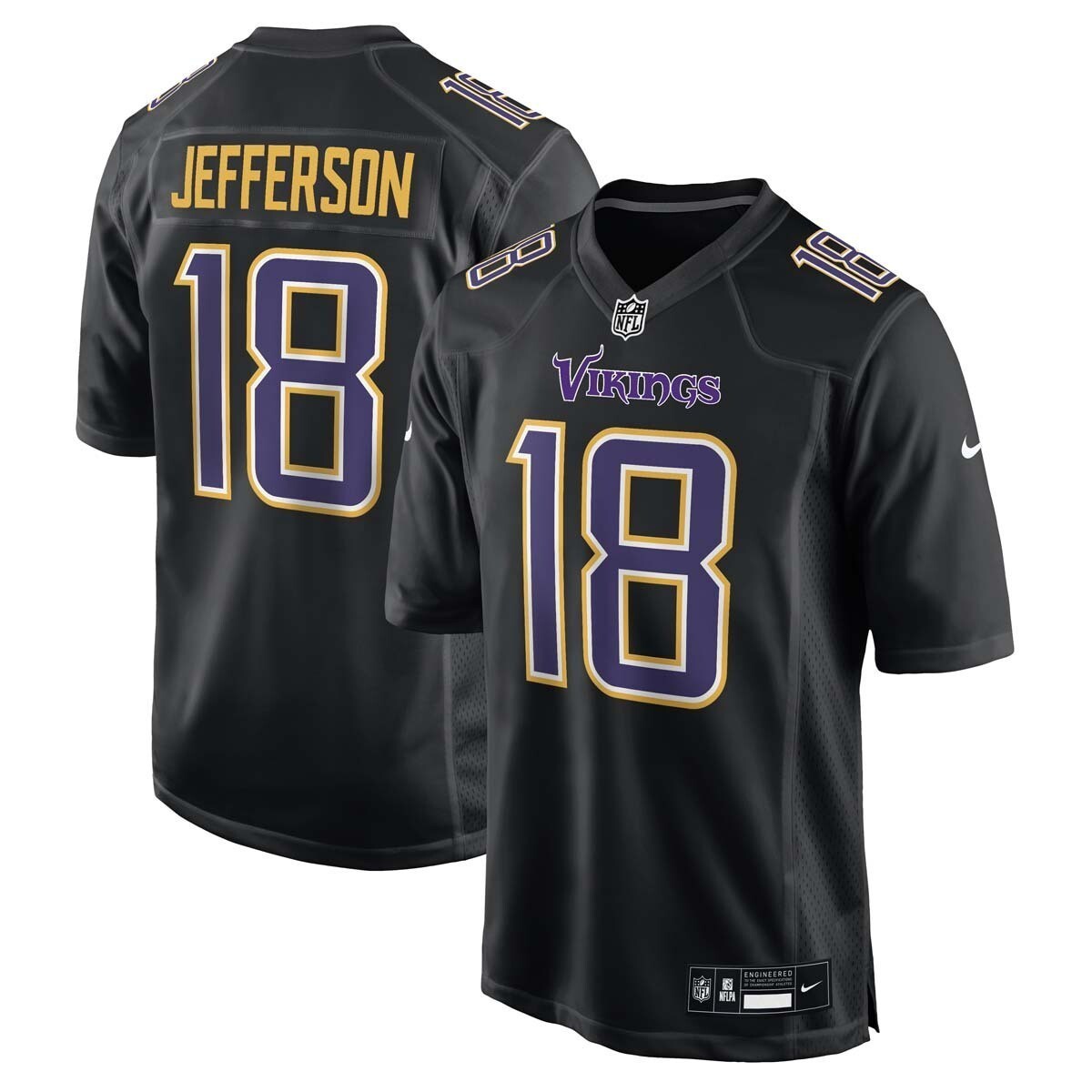 Men's #18 Justin Jefferson Black Player SportShirt Adult - All Stitched