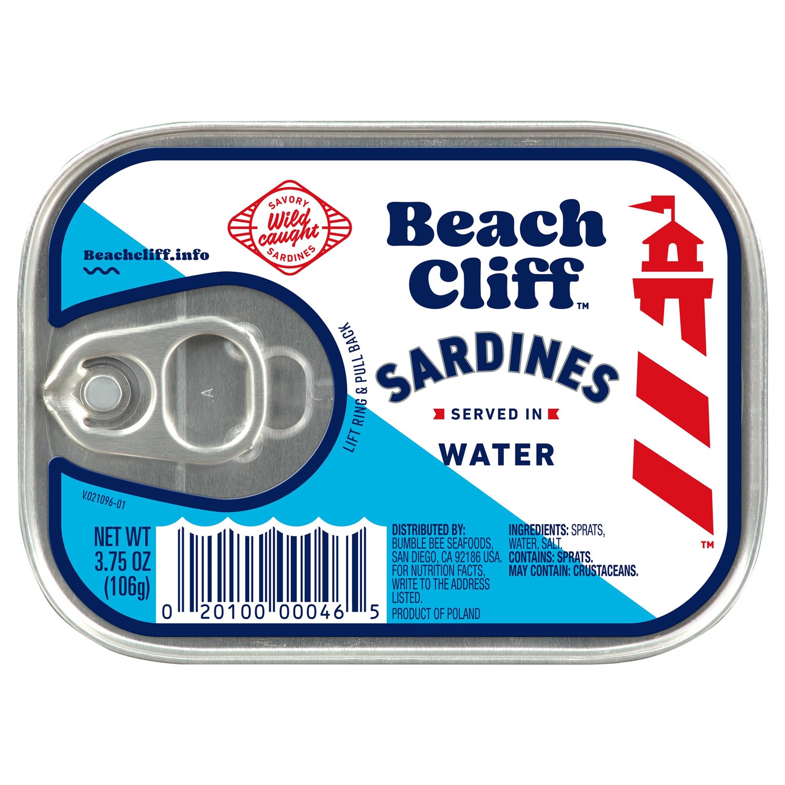 Wild Caught Sardines in Water, 3.75 oz Can - Keto, Gluten Free, 12g Protein