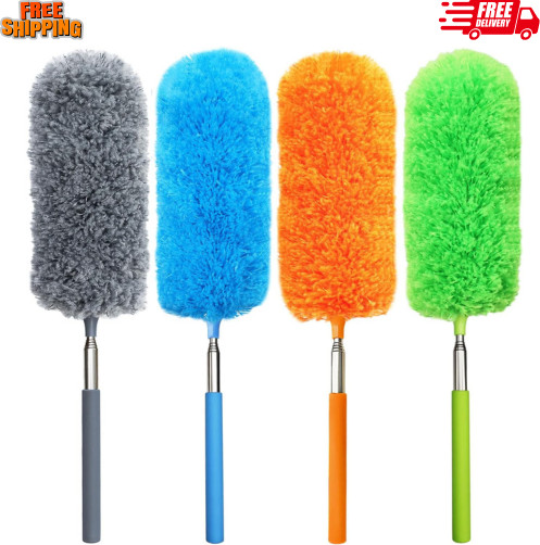 4 Pack Small Microfiber Feather Duster, with 13" to 30" Extendable Pole, Microfi
