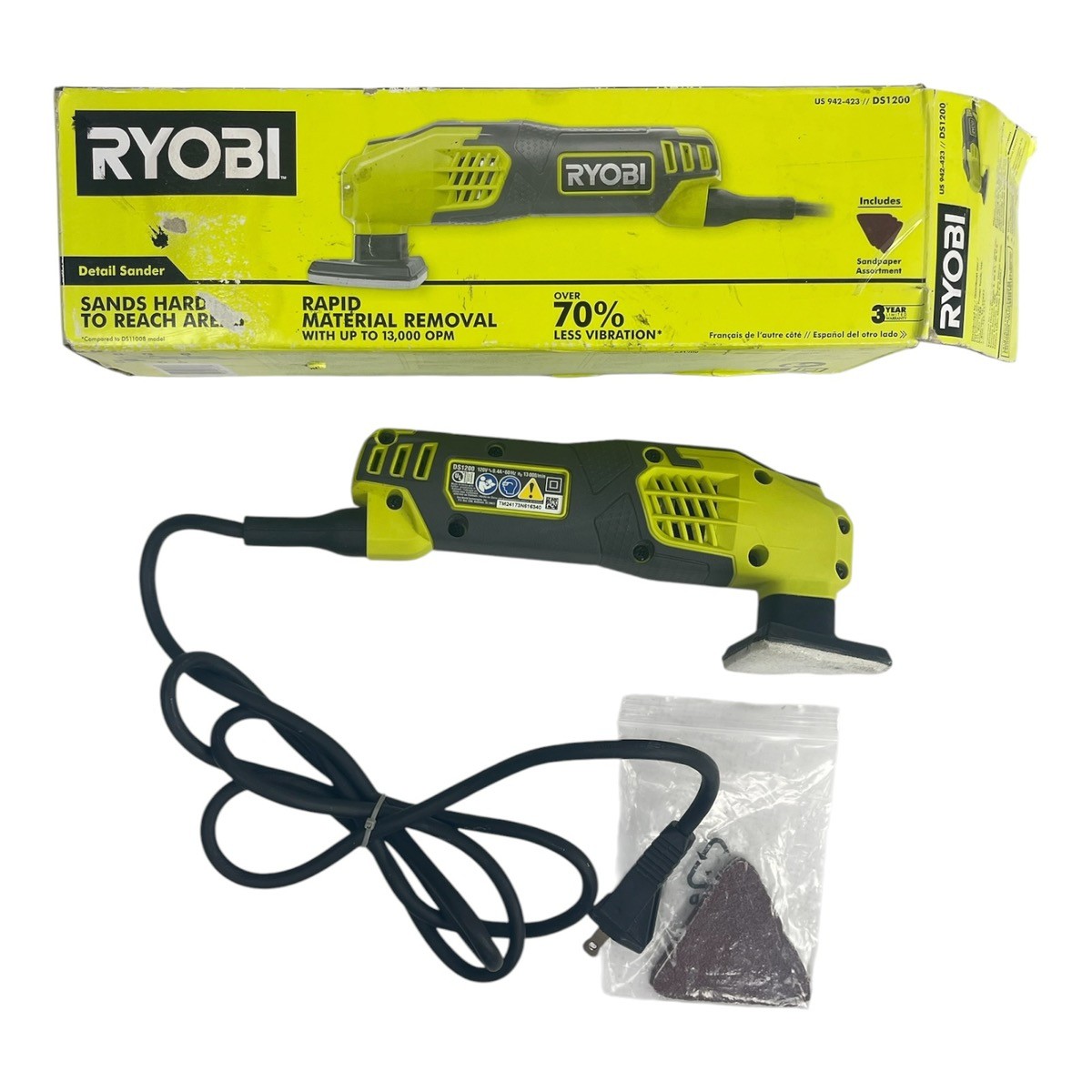 RYOBI Detail Sander 942-423 DS1200 Corded Tool W/Triangular Head San (CSC053987)