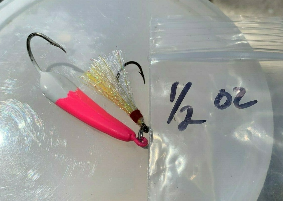 5 Pack Pompano Jigs Pink Neon Green w/  Teaser 1/2oz  Pompano Mackerel Bluefish