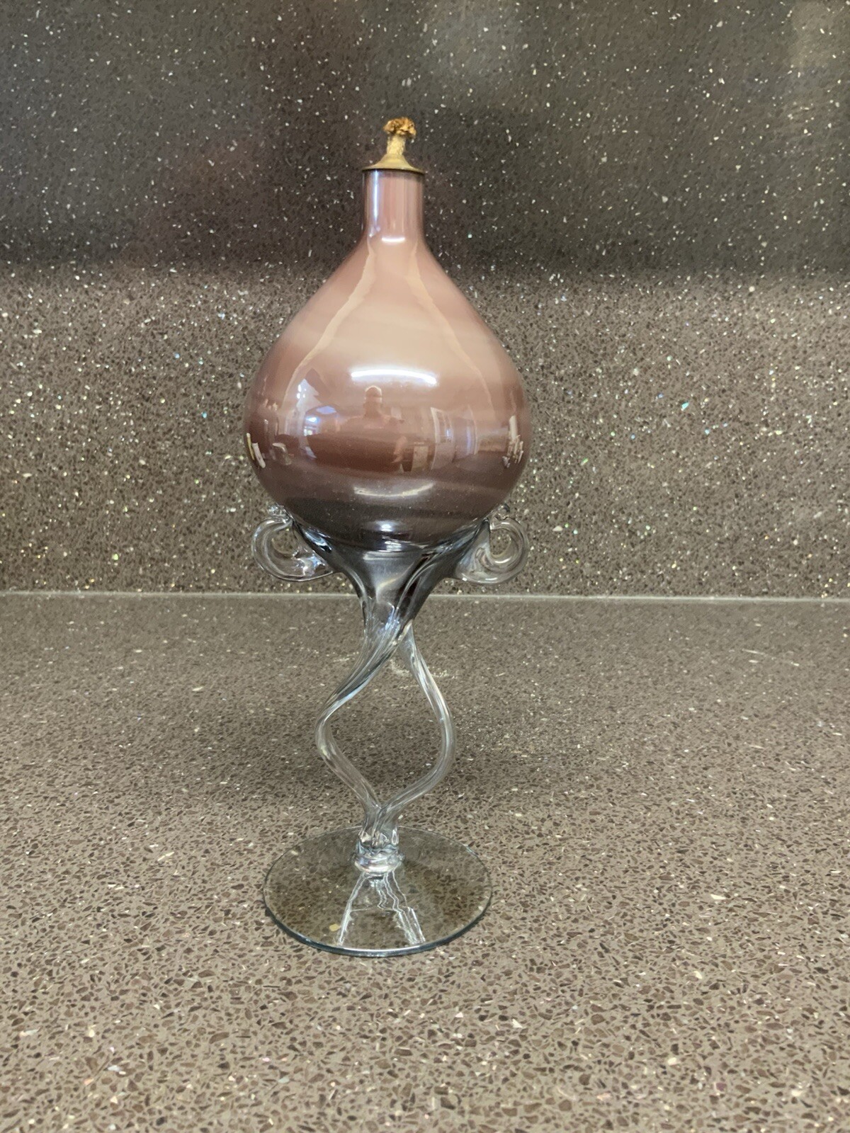 Jellyfish Oil Lamp Poland 9 Inch plum colour Swirl Complete With Wick Uk Only.