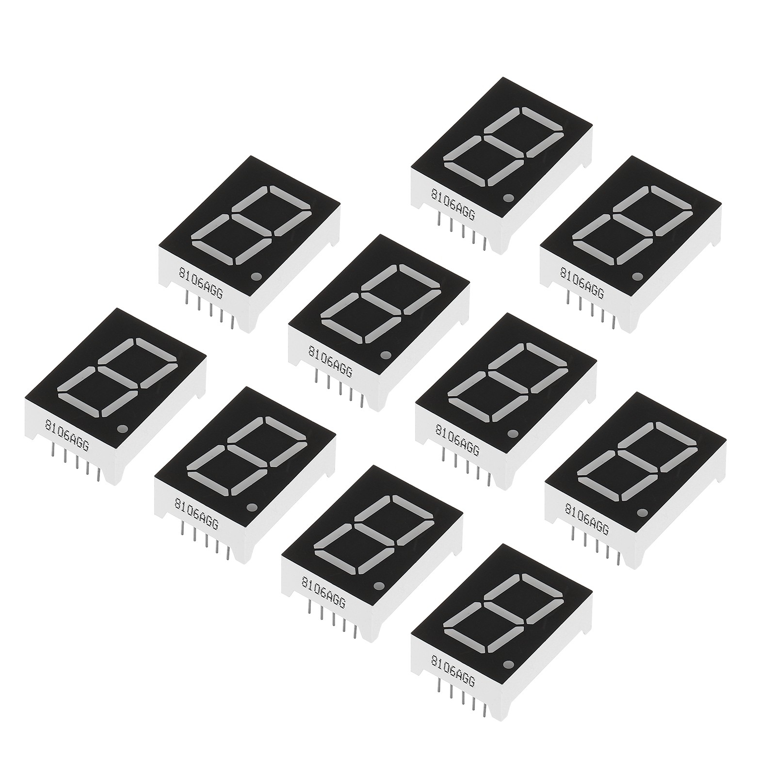 10Pcs Common Cathode 7Segment 10Pin 1Bit 3.3V 0.8" LED Display Green