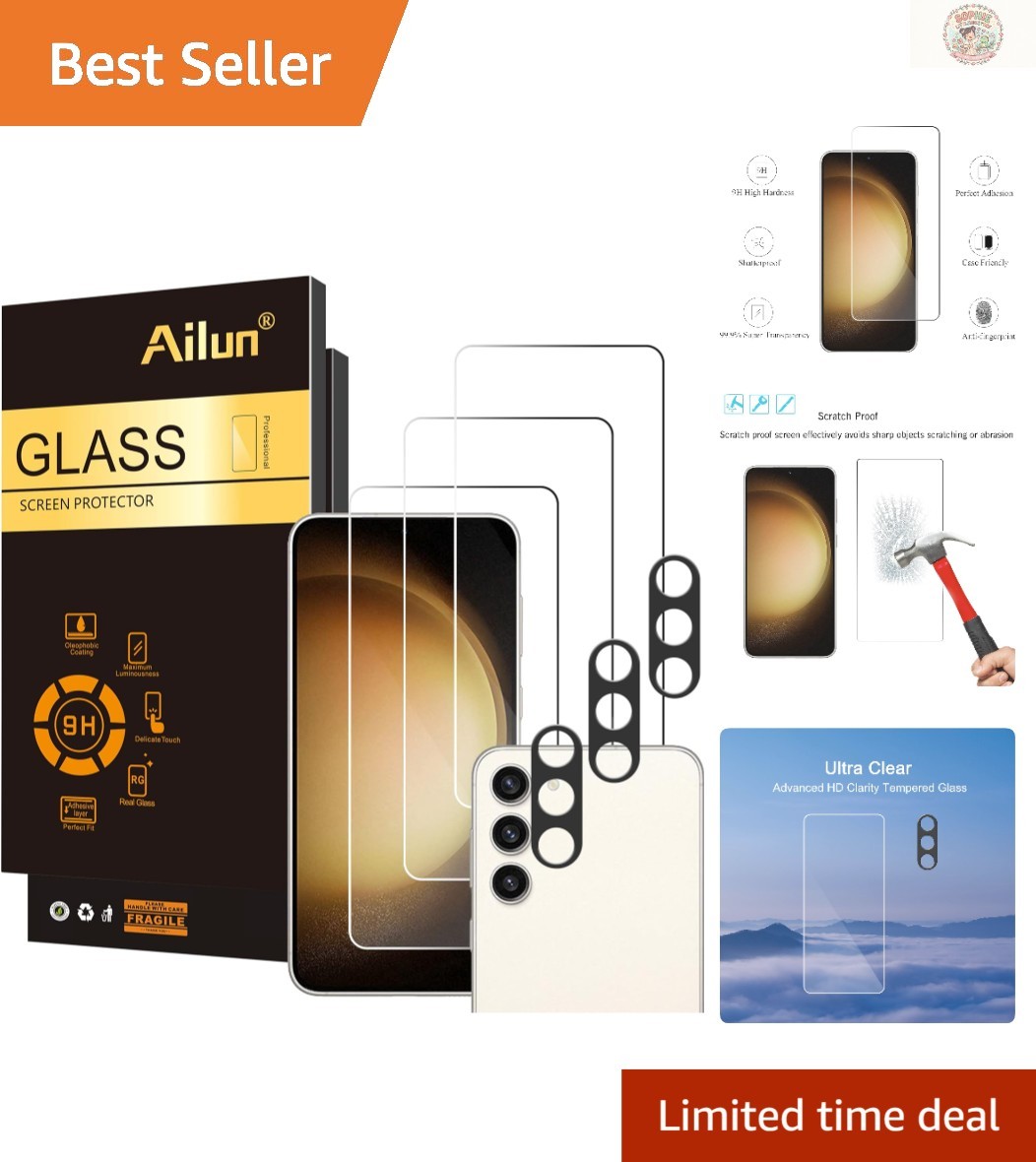 Ultra Clear 9H Tempered Glass Screen Protector for Galaxy S23+/S23 Plus - 3 Pack