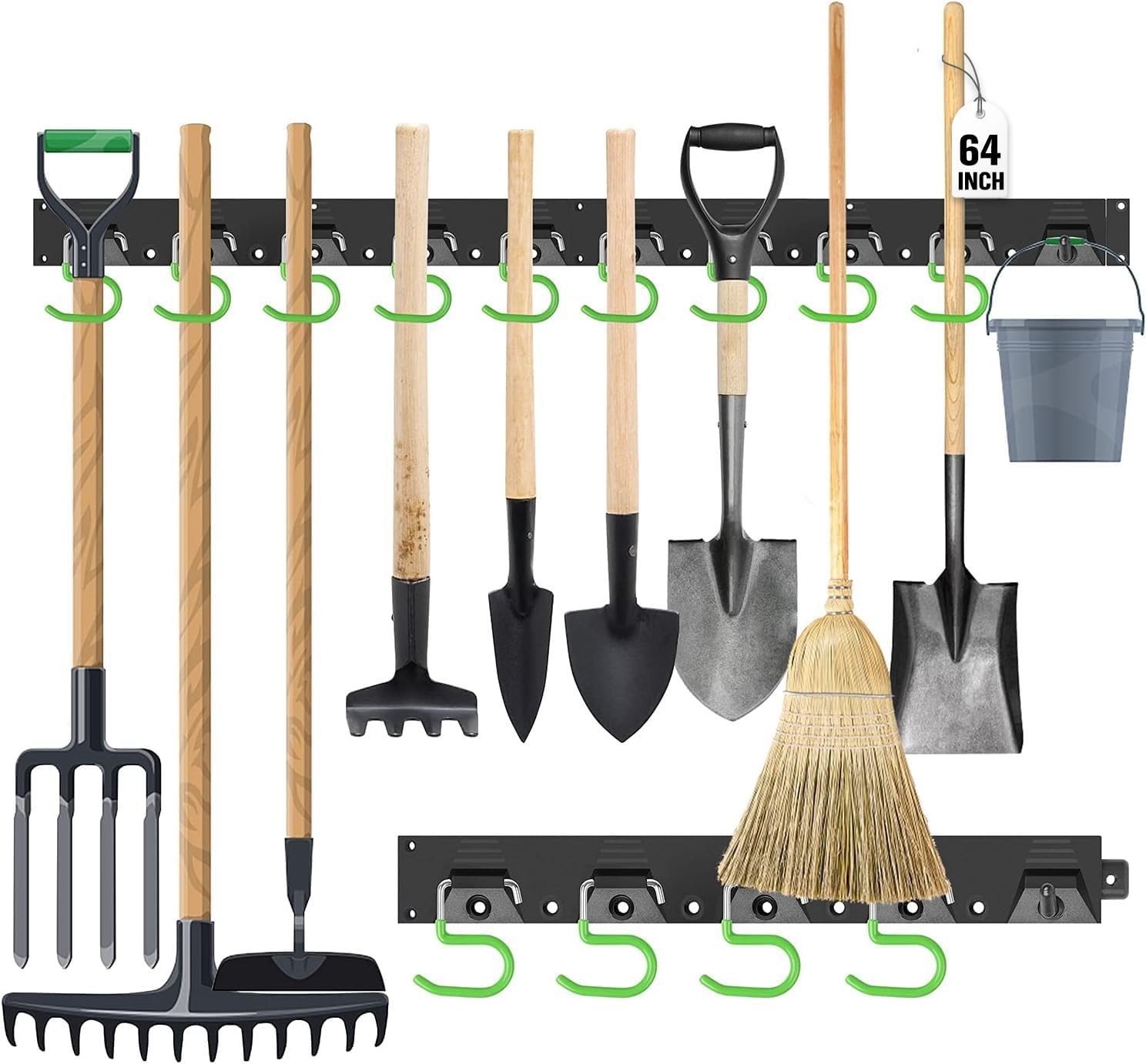 SWANLAKE Plastic 64 Inch Adjustable Storage System, Wall Mounted Hooks Black