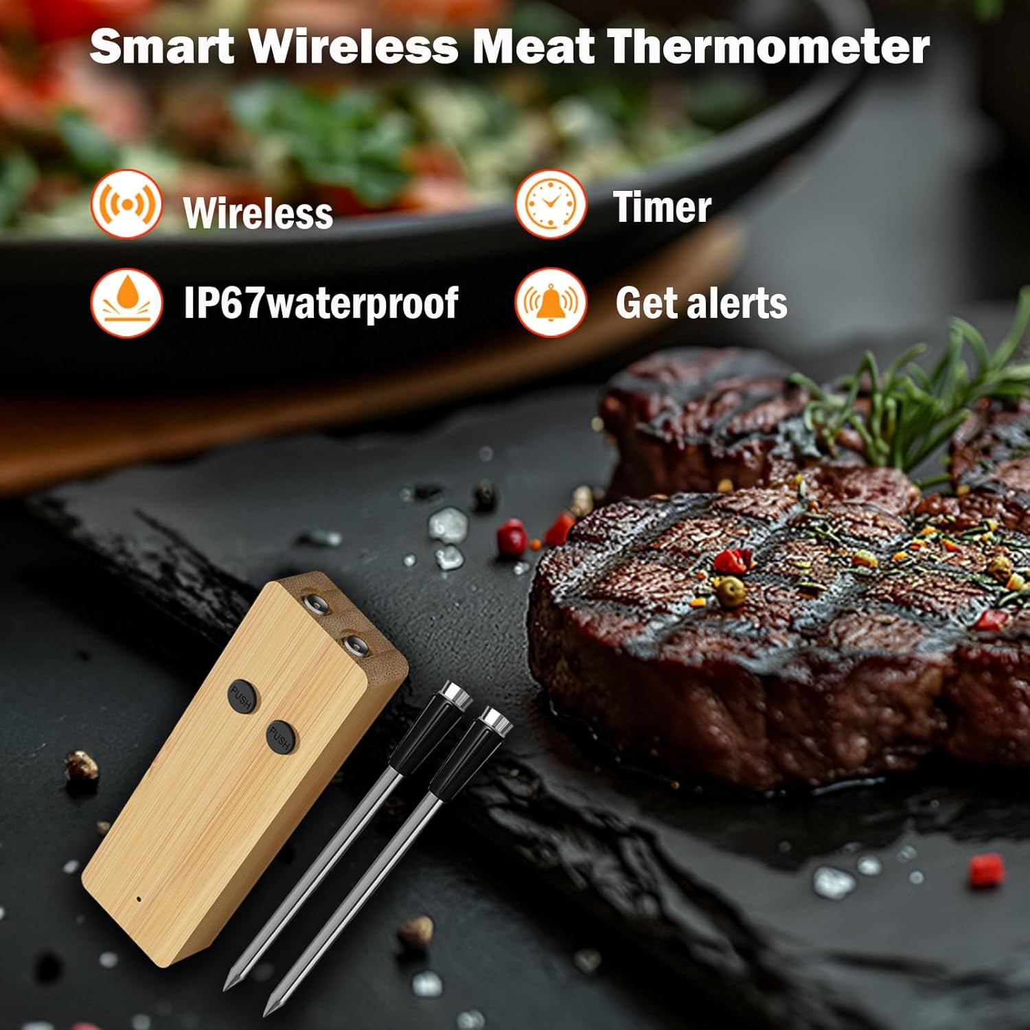 Wireless Meat Thermometer for Grilling and Smoking, 800FT Bluetooth Thermometer