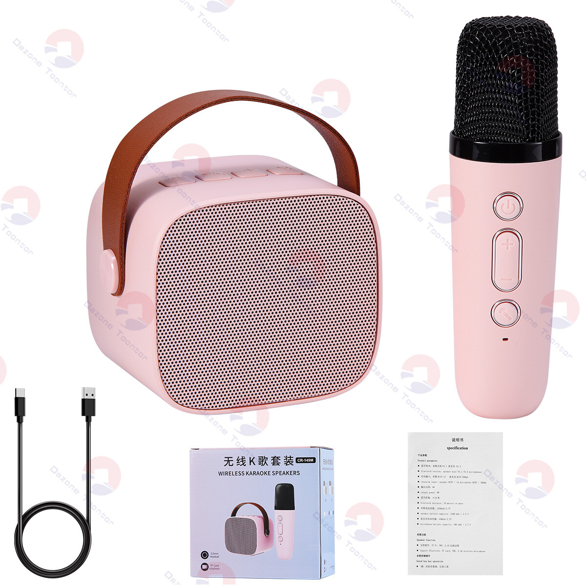 Mini Karaoke Speaker W/Wireless Microphone for Kids Portable Bluetooth Speaker
