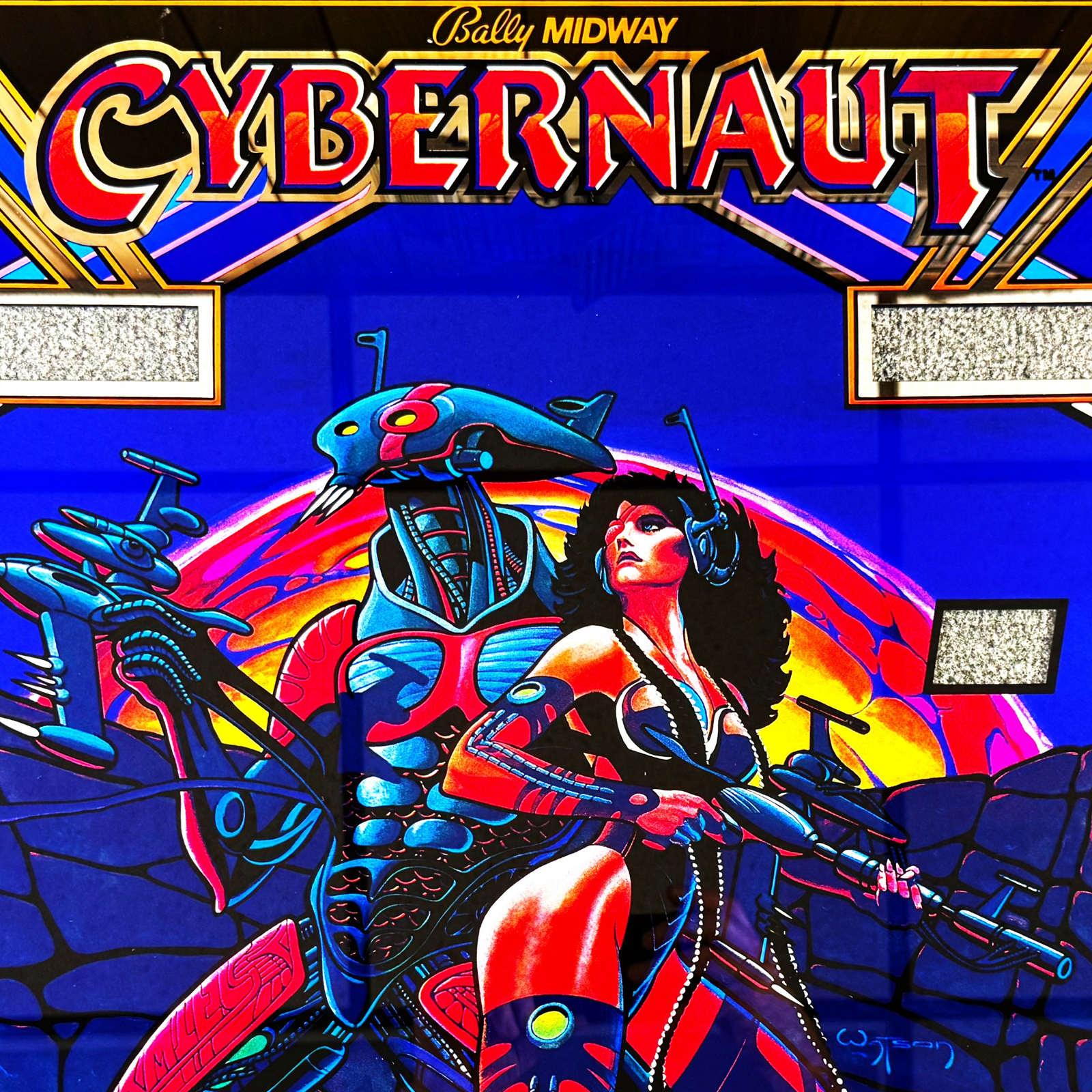 Bally Cybernaut Pinball Machine Game Backglass ORIGINAL NOS