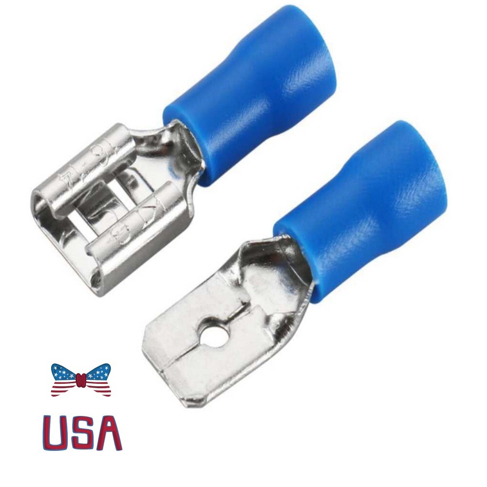 6.3mm Male Female Vinyl Insulated Spade Wire Connector Crimp Terminal 16-14 AWG
