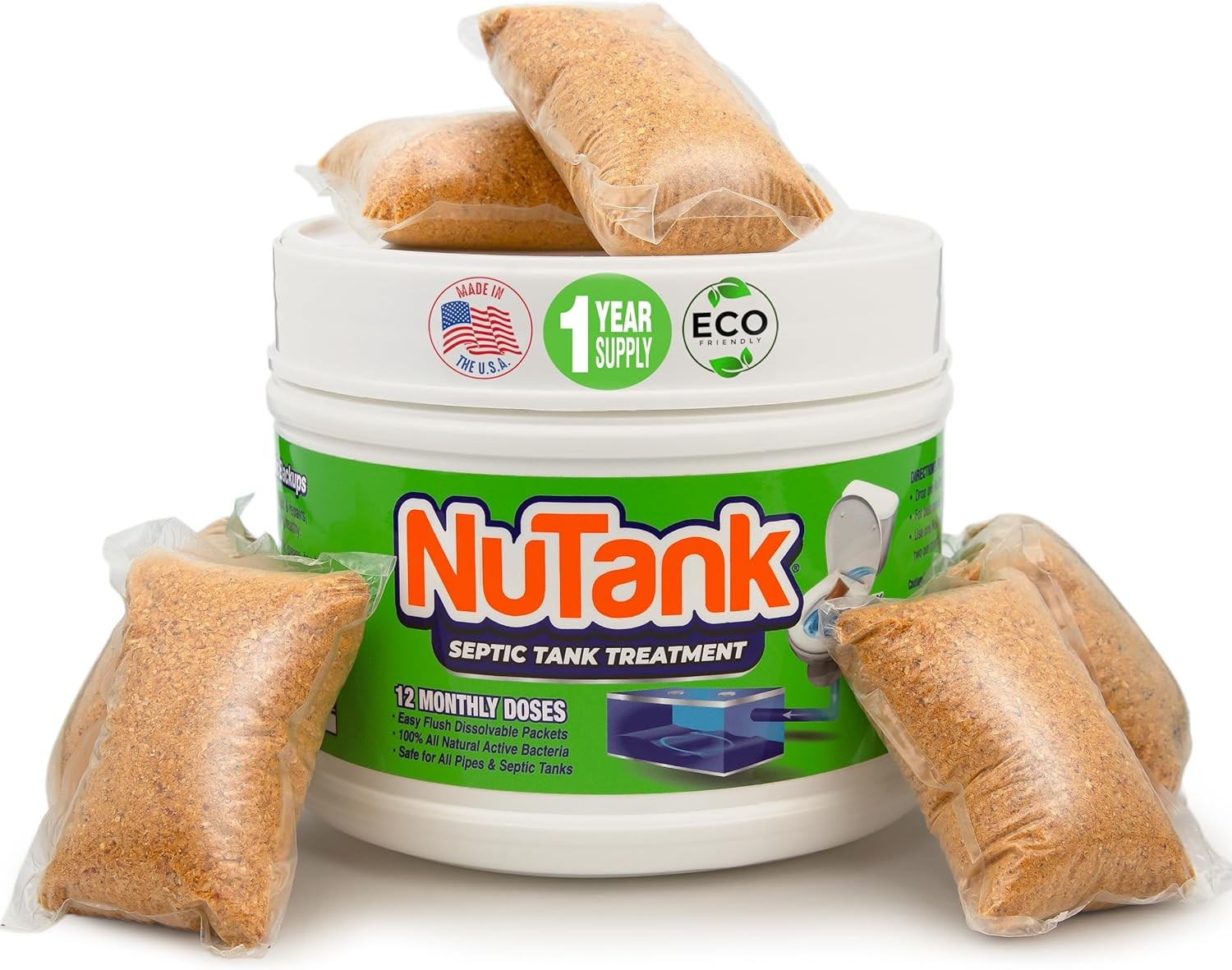 Septic Tank Treatment - 12 Dissolving Packets - 1 Year Supply of Safe...