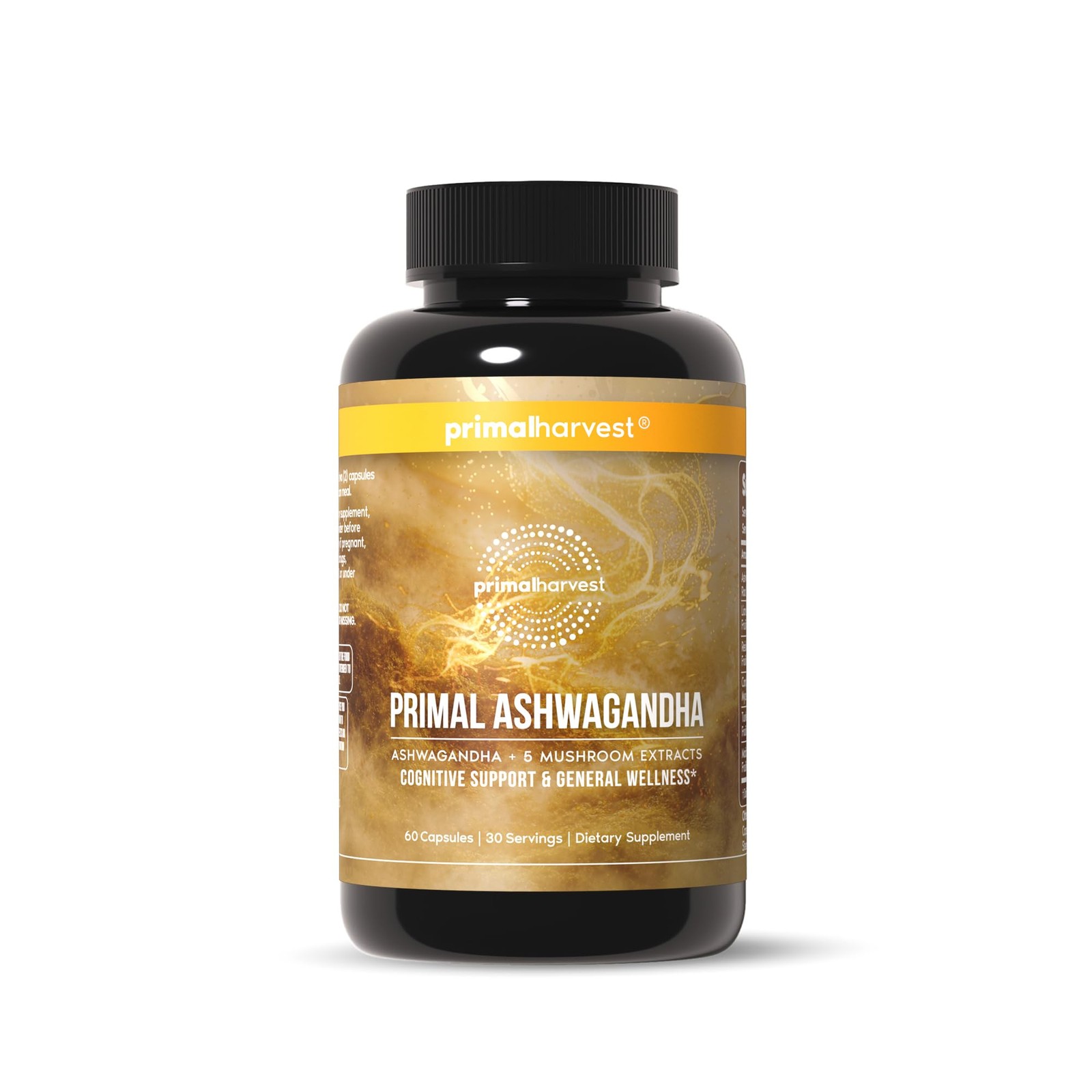 Primal Harvest Ashwagandha Supplement with 5 Mushroom 60 Count (Pack of 1)