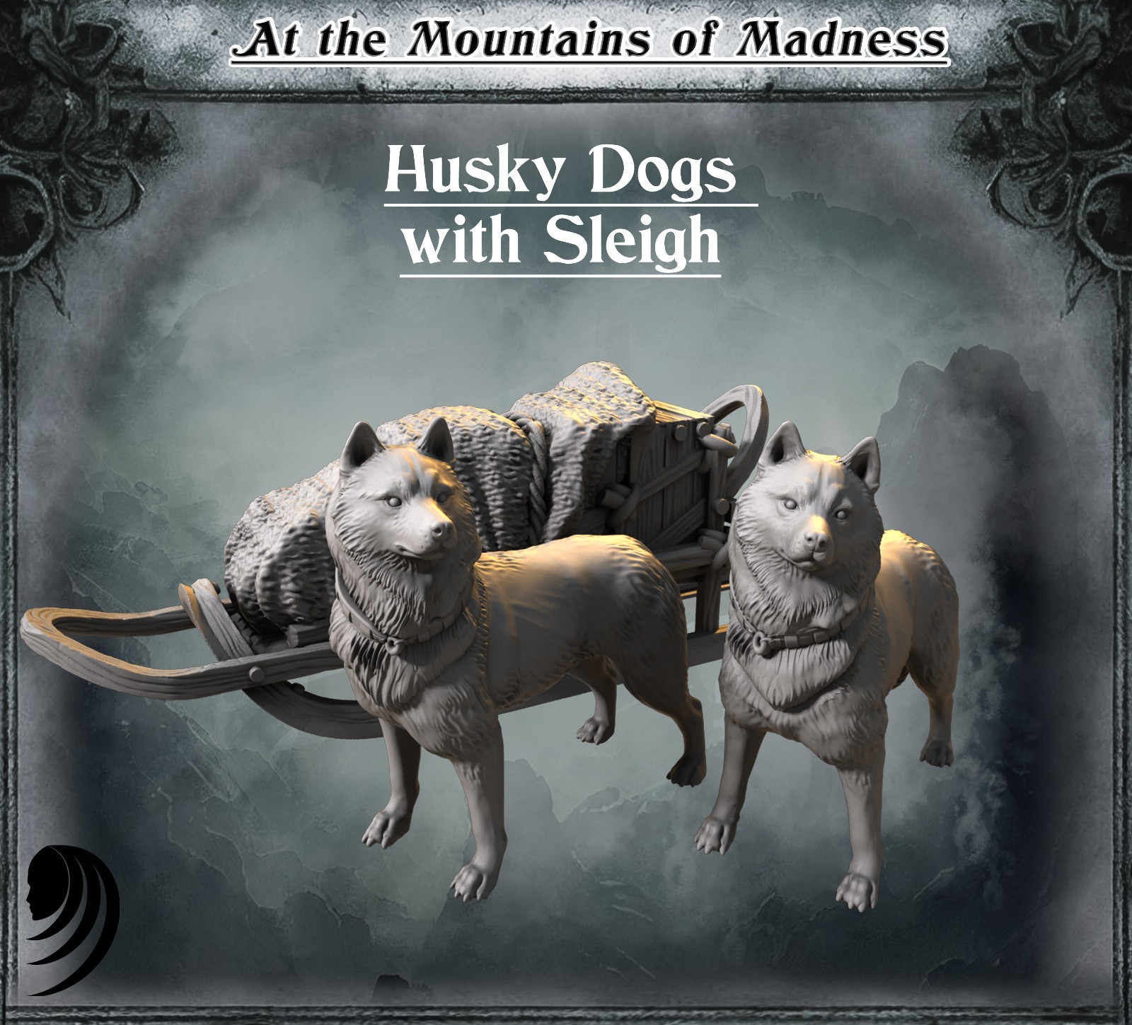 Sculptorium of Madness Miniature Husky Dogs & Sleigh Arctic Cthulhu Investigator