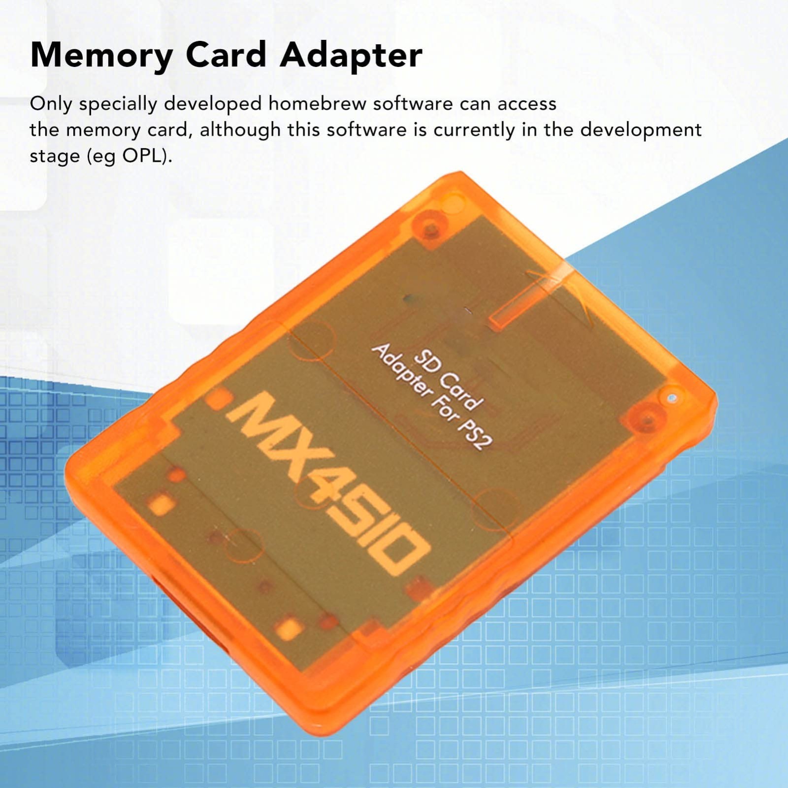 SD Card Adapter for PS2 - Memory Card Expansion, SIO Replacement Reader, Orange