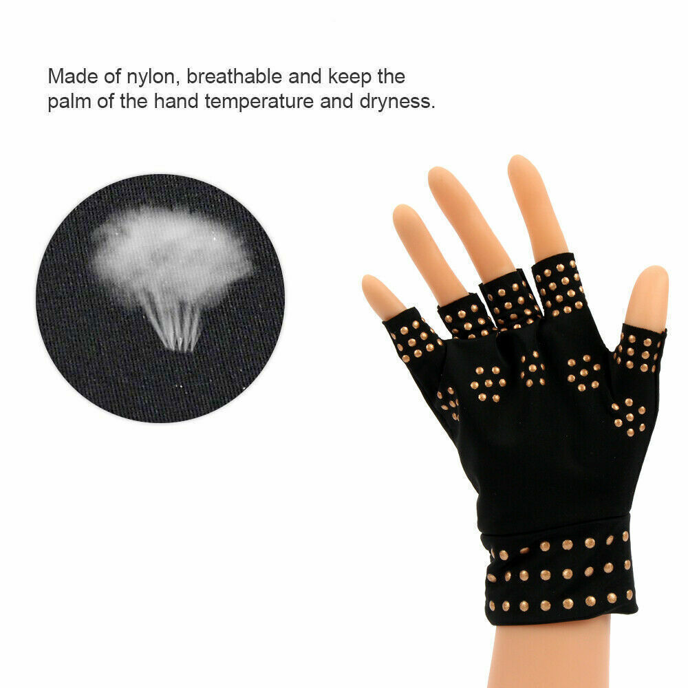 2 Pair Copper Arthritis Compression Gloves Hand Carpal Support Joint Pain Relief