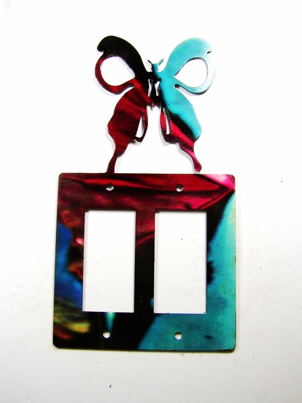 Butterfly Double Rocker Outlet Cover Plate by Steel Images USA 030315W