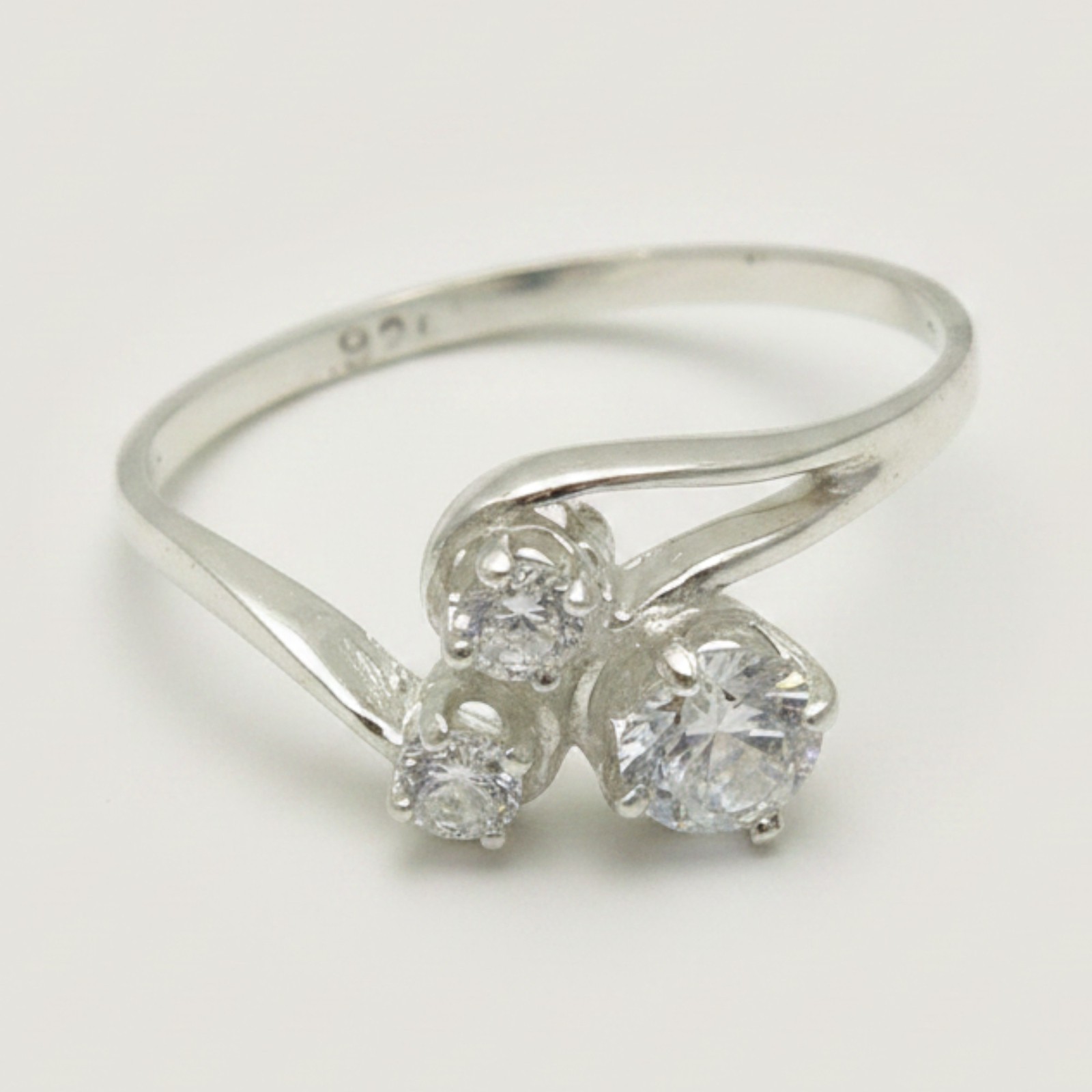 Sterling Silver Ring Genuine Solid 925 With 3 Cubic Zirconia Handmade Empress